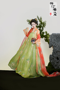 柳汀居汉服原创九色鹿敦煌唐制复原风显瘦齐胸襦裙披帛破裙春夏套