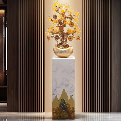 入户玄关屏风发财树摆件