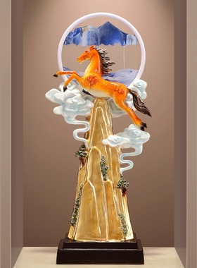 招财马摆件入户玄关造景流沙画