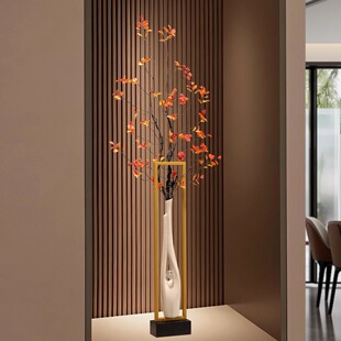 高级感简约轻奢细高陶瓷花瓶长枝客厅花艺壁龛格栅柜入户玄关装饰