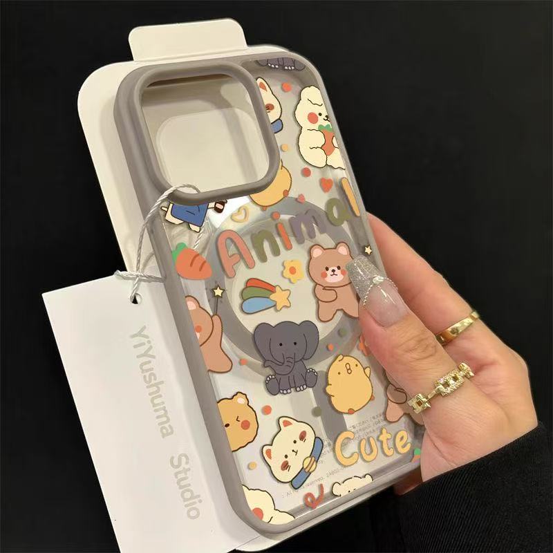 满屏动物适用iPhone16手机壳苹果15promax磁吸14plus无线充电13高级12新x/xr