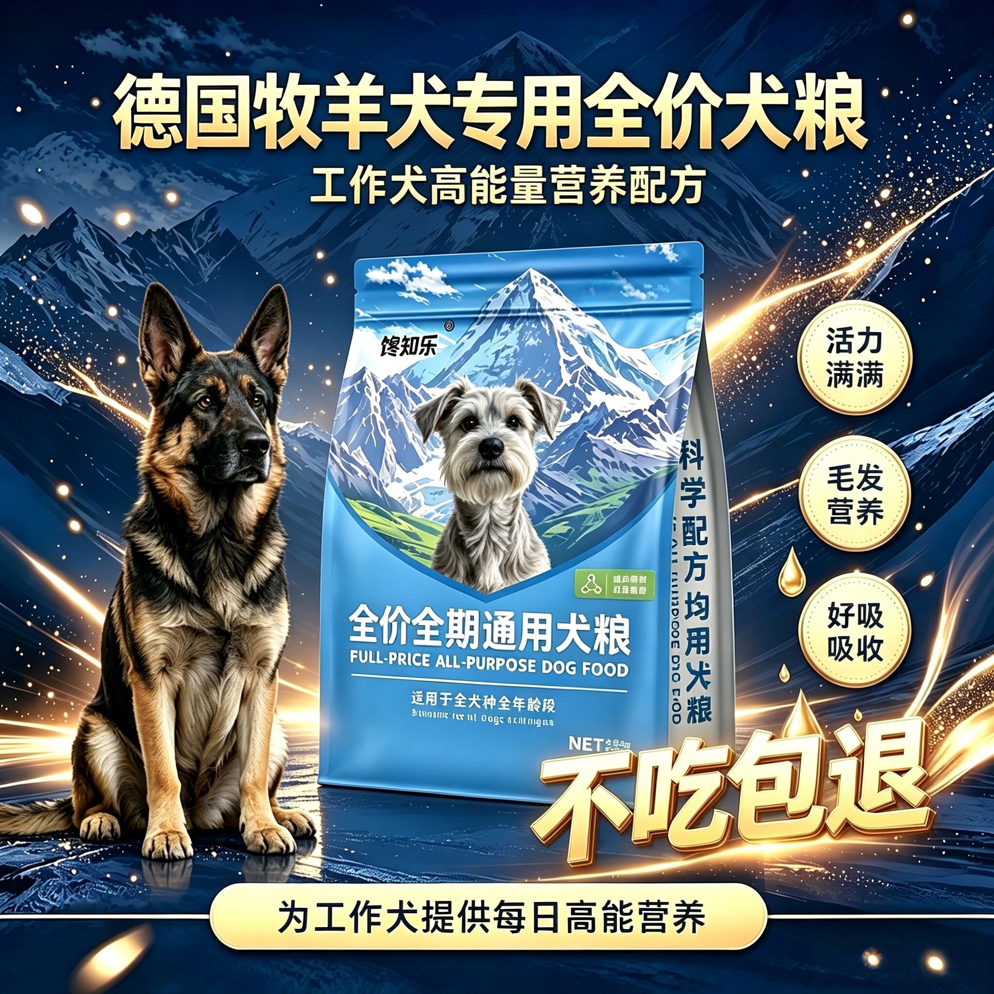 【德牧专用狗粮】鲜肉冻干中大型犬通用型牛肉鸡肉蛋黄鱼油深海鱼