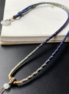 纯手工编织高货八股套头挂绳翡翠黄金和田玉蜜蜡吊坠可调节男女款