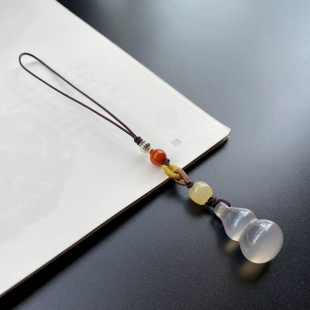 原创天然玉髓葫芦手机钥匙U盘包挂饰福禄保平安挂件男女精致礼物