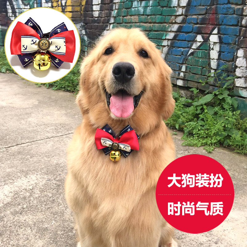 金毛狗狗铃铛大型犬项圈宠物蝴蝶结狗项链脖子饰品装饰带领结结婚