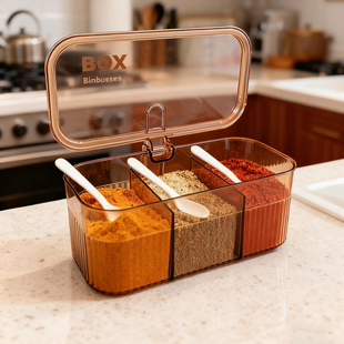 调料盒 3 格一体家用厨房高端新款 2025 年新款调料盒盐罐调料罐
