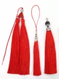 Маленький китайский красный фонарь с кисточками, подвеска