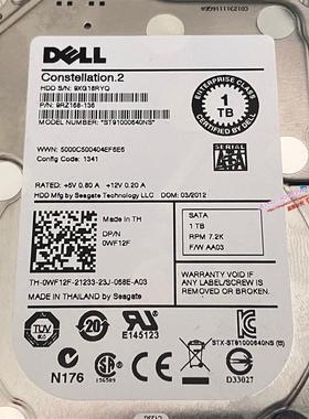 原装DELL 1T 2.5寸 7.2K SATA硬盘64M ST91000640NS 0WF12F 31N08