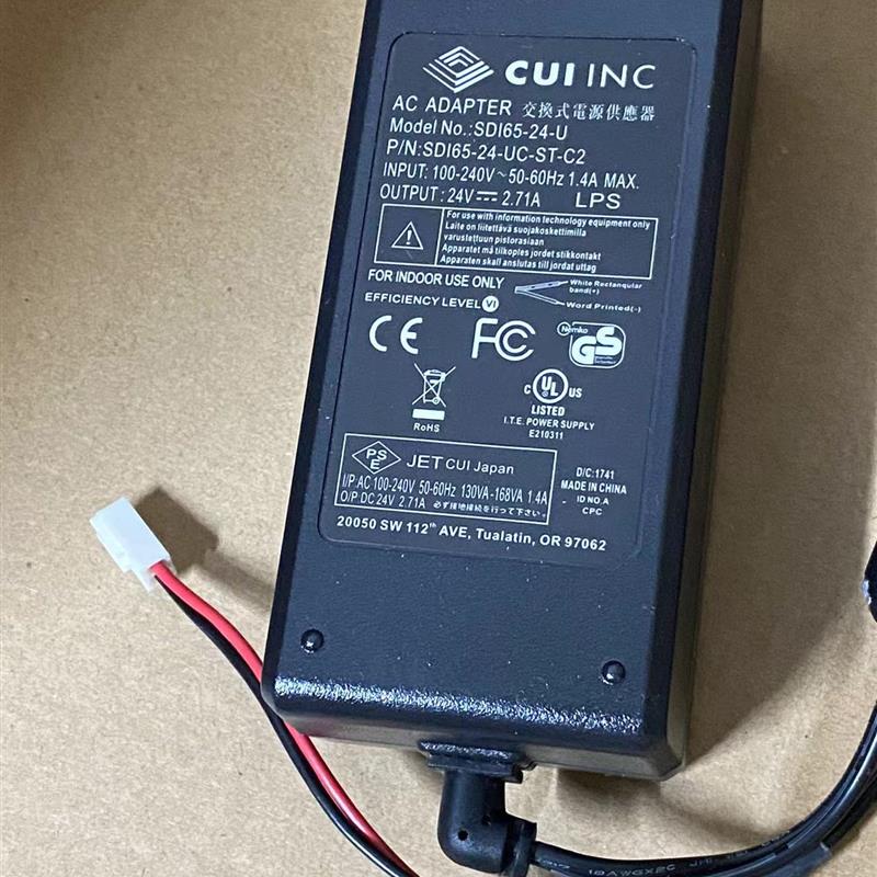 CUI INC直流24V2.71A电源适配器型号SDI65-24-UD SD165-24-U