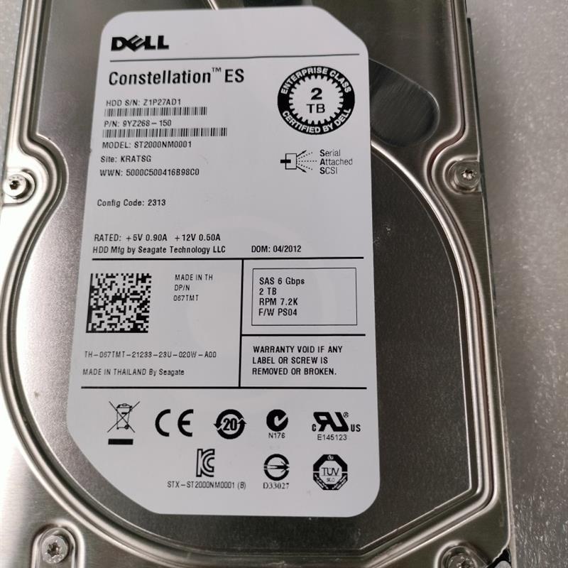 Dell戴尔 ST2000NM0001 067TMT 2T 3.5寸7.2K SAS服务器硬盘