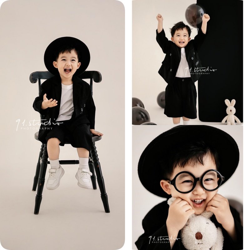 儿童摄影服装男女童韩系杂志封面黑色西装影楼拍照高端定制写真照