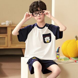 夏天莫代尔短袖12薄款15岁初中生青少年大童2026新款夏款男童睡衣