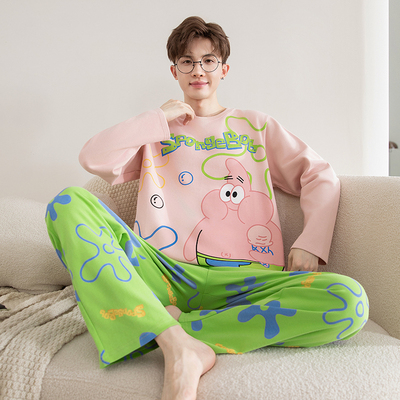 2025新款秋款睡衣男童纯棉长袖卡通青少年12初中学生15岁全棉套装