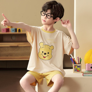 睡衣夏款薄款莫代尔10短袖12男孩15岁13初中生青少年男童2026新款