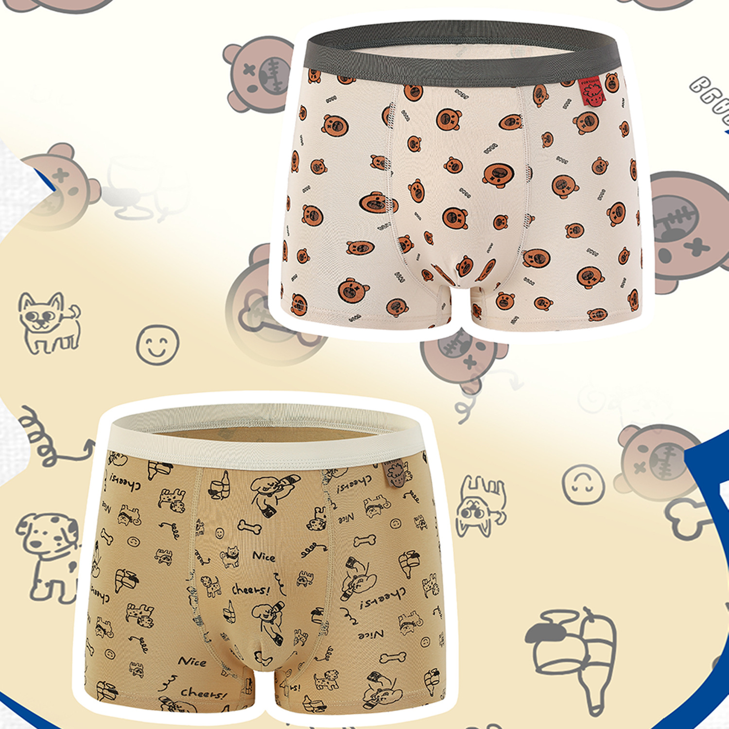 青少年纯棉内裤男生初高中学生抗菌透气四角裤男孩发育平角内裤