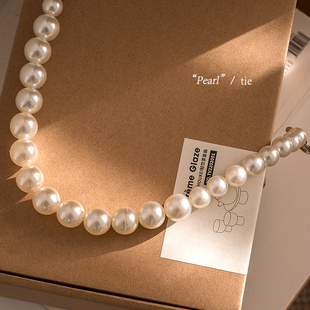 pearl 奶油中古轻法式 tie abs高珠光 韩系小红书窗帘 珍珠绑带