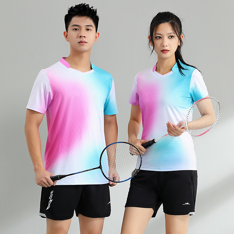 团购羽毛球服套装男女短袖上衣速干梦幻绿乒乓球比赛运动队服定制
