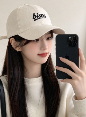 大头围磨毛帽子女字母刺绣棒球帽美式复古鸭舌帽百搭显脸小遮阳帽