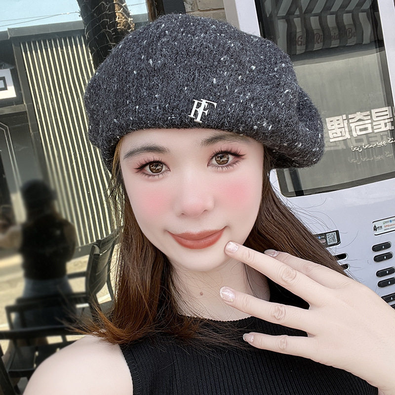 韩国大头围贝雷帽秋冬保暖羊毛时尚百搭针织豆豆纱女士礼帽英伦