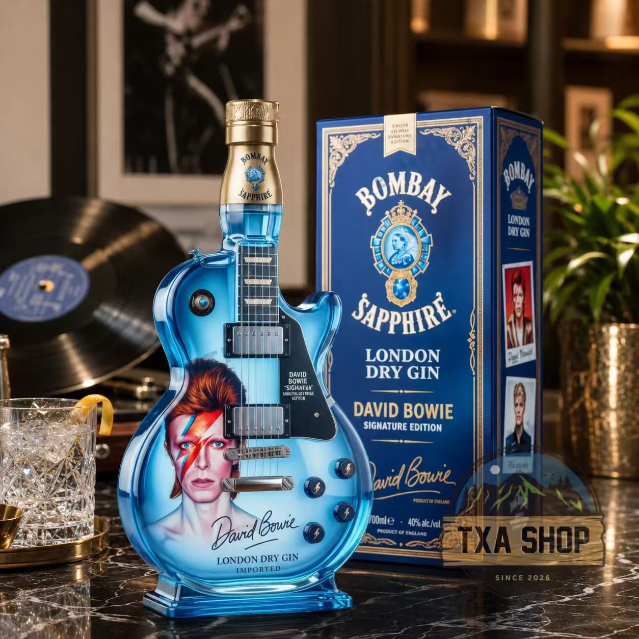 水晶玻璃蓝宝石吉他造型醒酒器