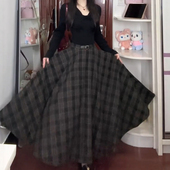 美拉德巨好看 早秋裙子毛呢格子半身长裙冬大码 梨型身材伯克利裙