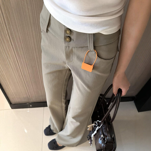 高智感卡其微喇西装裤~