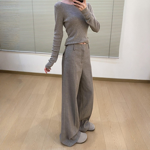 卡其色西装裤大码新款淡人高知穿搭老钱风裤子阔腿裤超好看梧桐裤