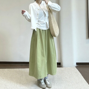 早春绝美裙子绿色花苞裙大码 女春蓬蓬长裙半身裙梨型身材伯克利裙