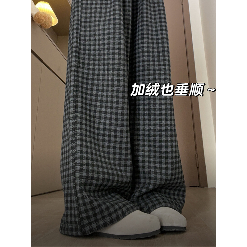 早八松弛感神裤！黑灰格子裤