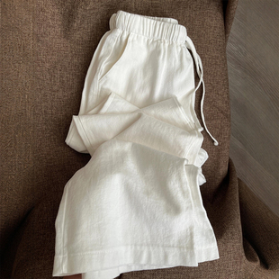 女胖mm显瘦休闲慵懒全棉梧桐裤 秋季 子大码 流行风格 白色亚麻阔腿裤