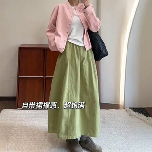 绝美巨好看 马卡龙半裙绿色花苞长裙大码 女装 2026新款 半身裙 春款