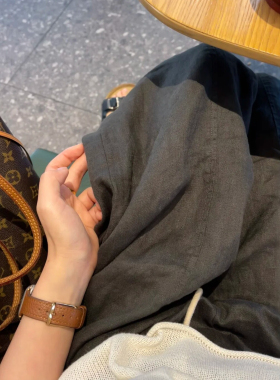 绿灰色天丝弯刀裤大码胖mm阔腿裤垂坠感老钱风裤子休闲裤女夏薄款