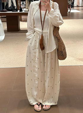 胖mm大码女装印花弯刀阔腿裤2026初春穿搭轻薄休闲裤宽松bf慵懒风