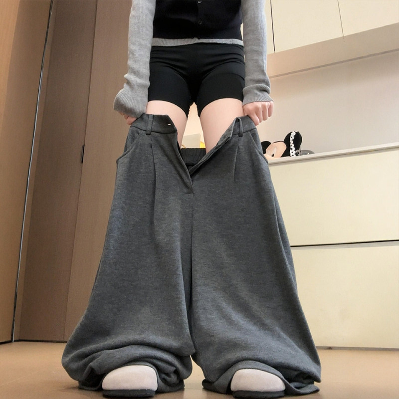 灰色糯米西装裤子女大码秋季新款休闲宽松阔腿慵懒今年流行梧桐裤,女装/女士精品,休闲裤,淘宝优惠券,粉丝福利购,淘宝优惠卷