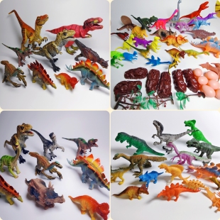 儿童软胶恐龙玩具套装 耐摔益智仿真动物模型男孩礼物霸王龙剑龙