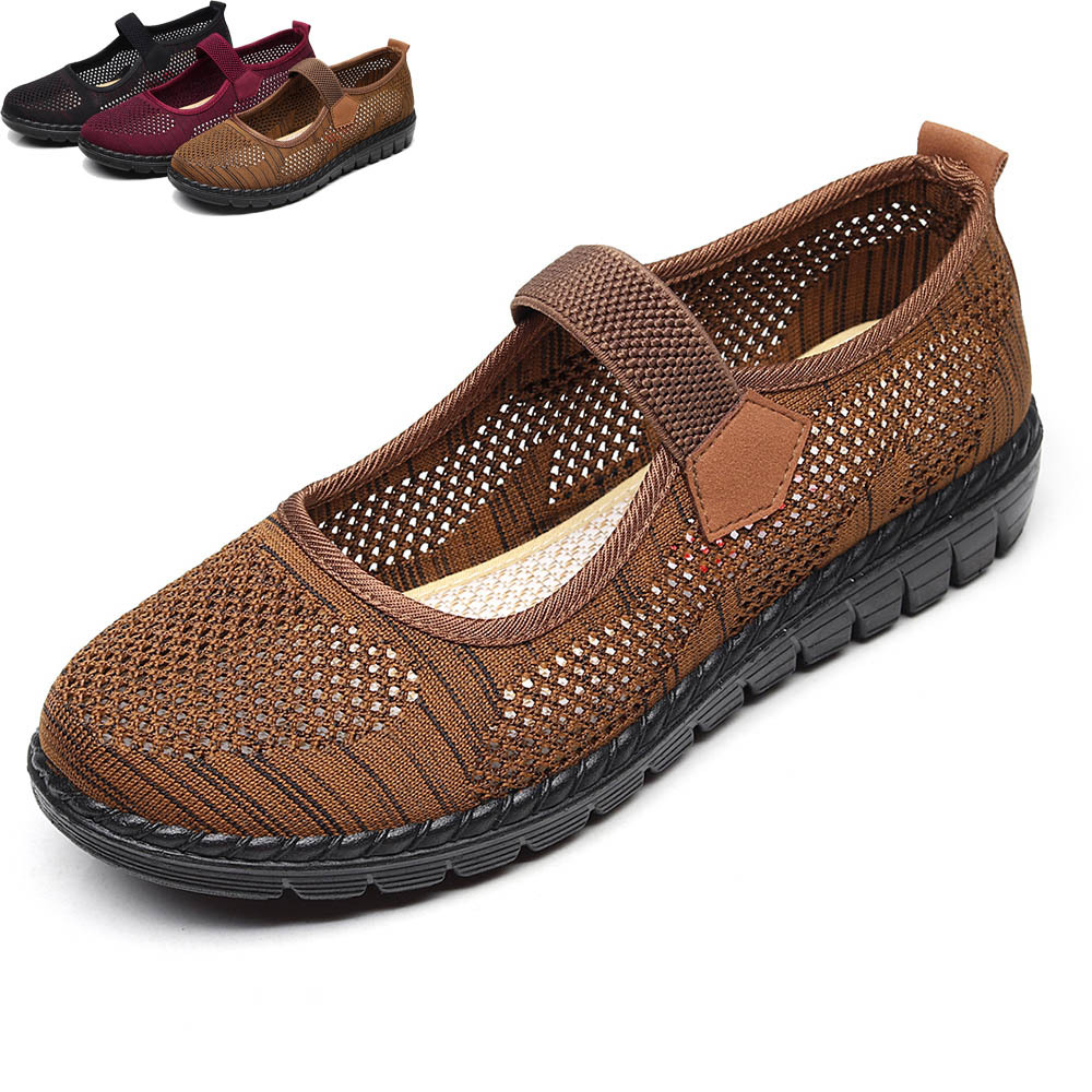 妈妈老奶奶加肥网面鞋女夏松紧带