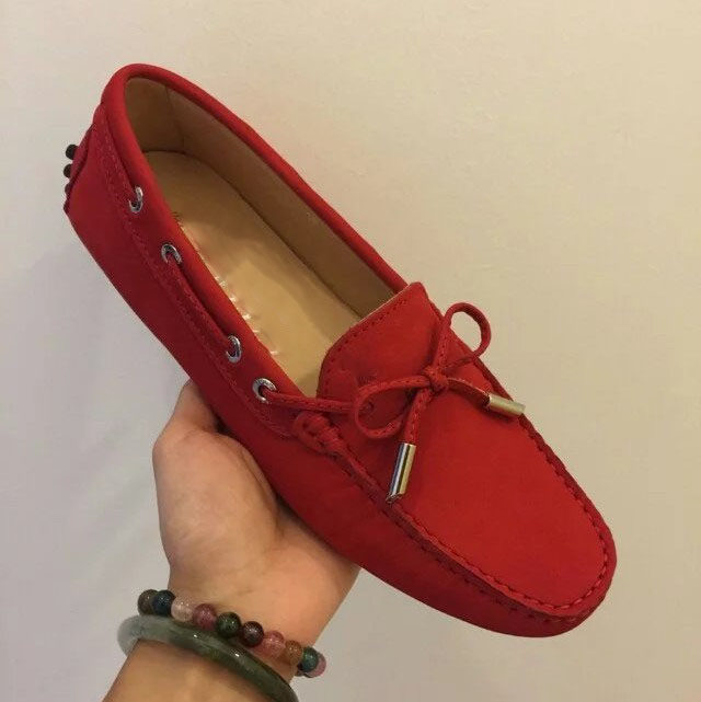 豆豆鞋女鹿皮磨砂春秋新款真皮单鞋女休闲鞋女百搭一脚蹬懒人鞋