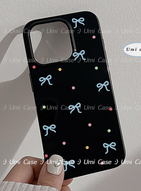 适用ins风蝴蝶结波点蓝色15ProMax苹果16手机壳iPhone13Pro新款15甜酷简约12日韩14Pro少女款max保护套甜美