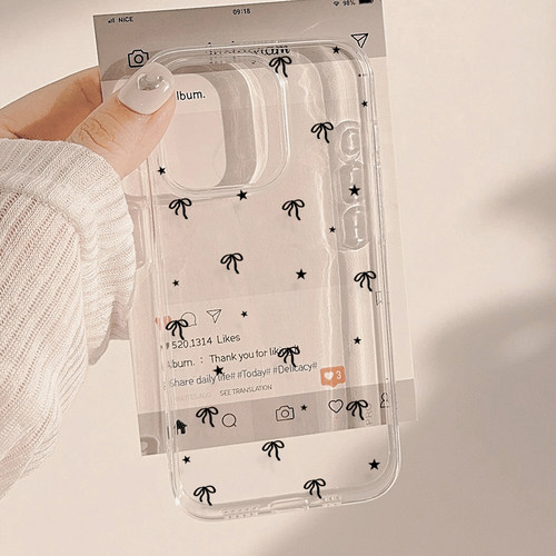 甜酷个性星星蝴蝶结iPhone16promax苹果17promax手机壳13pro新款14promax保护套11女款12软壳小众韩系ins风