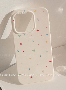 简约ins风蝴蝶结涂鸦适用苹果15ProMax手机壳iPhone13全包16新款12Pro可爱少女心14Promax软壳xr保护套xs韩11