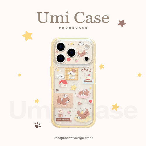 UmiCase韩系腊肠狗适用苹果18Promax手机壳iPhone17pm保护套16精孔全包壳15大视窗软套16pro透明磨砂壳18外壳