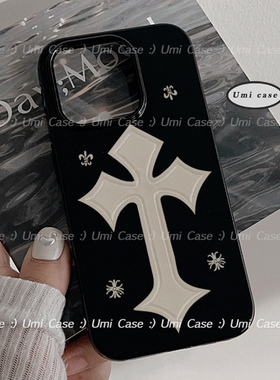 暗黑风ins个性十字架适用苹果17promax手机壳iphone16新款14pro女款12复古轻奢风11全包XR软XS保护套15甜酷