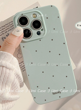 浅蓝色波点小清晰适用iPhone17ProMax手机壳14/16Promax防摔12套简约13防摔15plus韩风简约11全包保护套男女