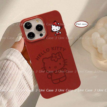 复古小众可爱ins红色kt猫咪卡通适用iphone17promax苹果16手机壳新款14少女12pro日韩风13pro全包11保护套xr