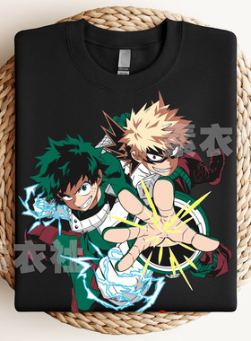 my hero academia T恤纯棉动漫动画周边绿谷出久爆豪胜己BOOM短袖