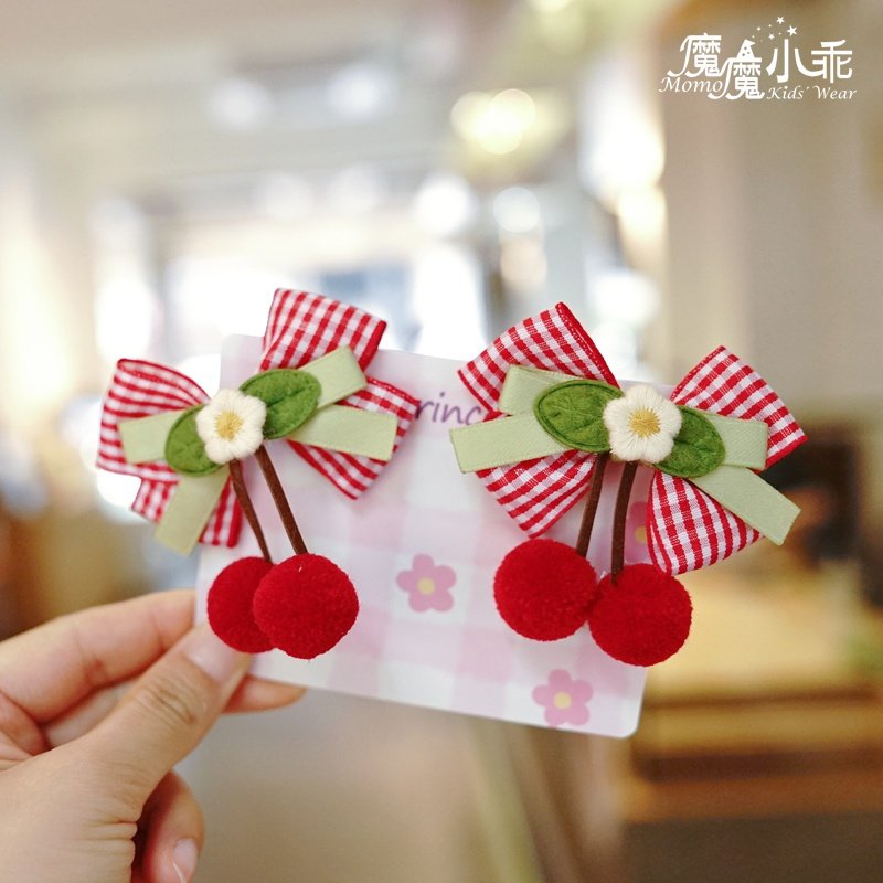 儿童发饰甜美红色格子樱桃蝴蝶结发夹可爱小女孩发绳宝宝对夹头饰,童装/婴儿装/亲子装,发饰,淘宝优惠券,粉丝福利购,淘宝优惠卷