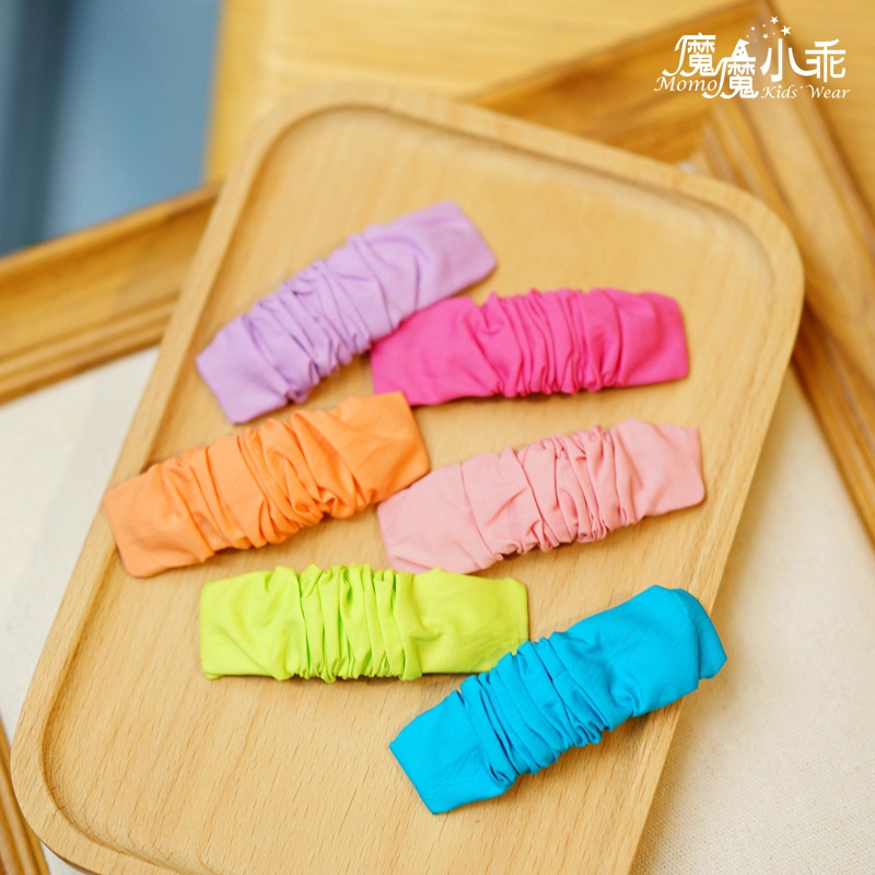 儿童毛毛虫褶皱棉布发夹简约碎发夹女童大刘海夹边夹炫彩韩版发饰
