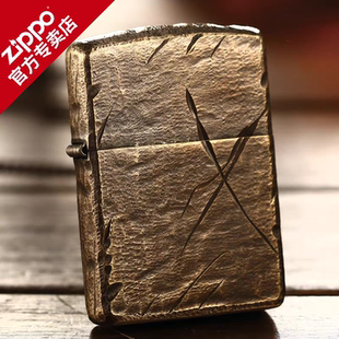 打火机zippo正版纯铜刀痕盔甲芝宝收藏级男士限量版zoop煤油送礼