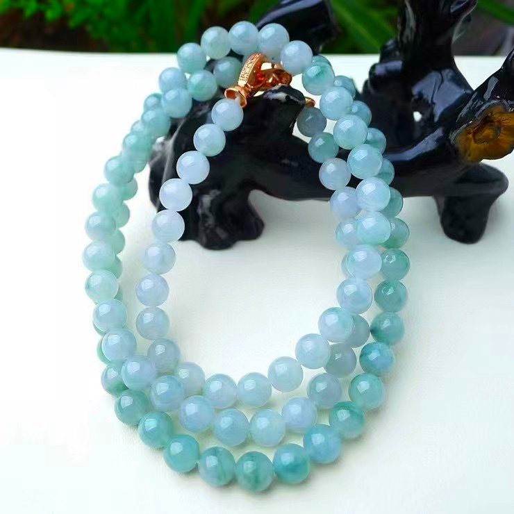 天然A货缅甸翡翠  飘花圆珠珠链 精美水润 色泽鲜艳,珠宝/钻石/翡翠,颈饰,淘宝优惠券,粉丝福利购,淘宝优惠卷