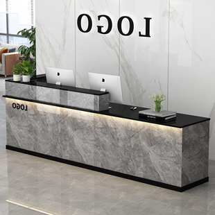 吧台收银台简约现代公司前台接待台超市便利店服装店灯带柜台商用